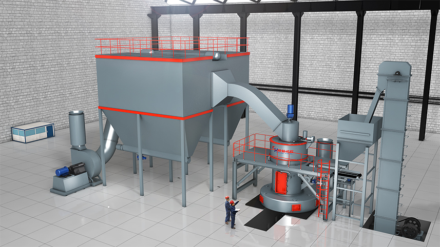 HC大型碳酸钙用雷蒙超细磨生产线 HC摆式磨粉机设备成套设备组成