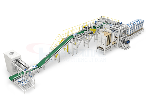 矿渣立式辊磨机配套设备机器人包装码跺生产线